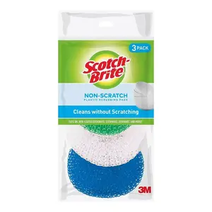 Scotch-Brite Non-Scratch Multi-Purpose Scrubbing Pads 3 Count for Stainless Steel & Non-Stick Cookware Safe Cleaning No Scratches Versatile Everyday Use