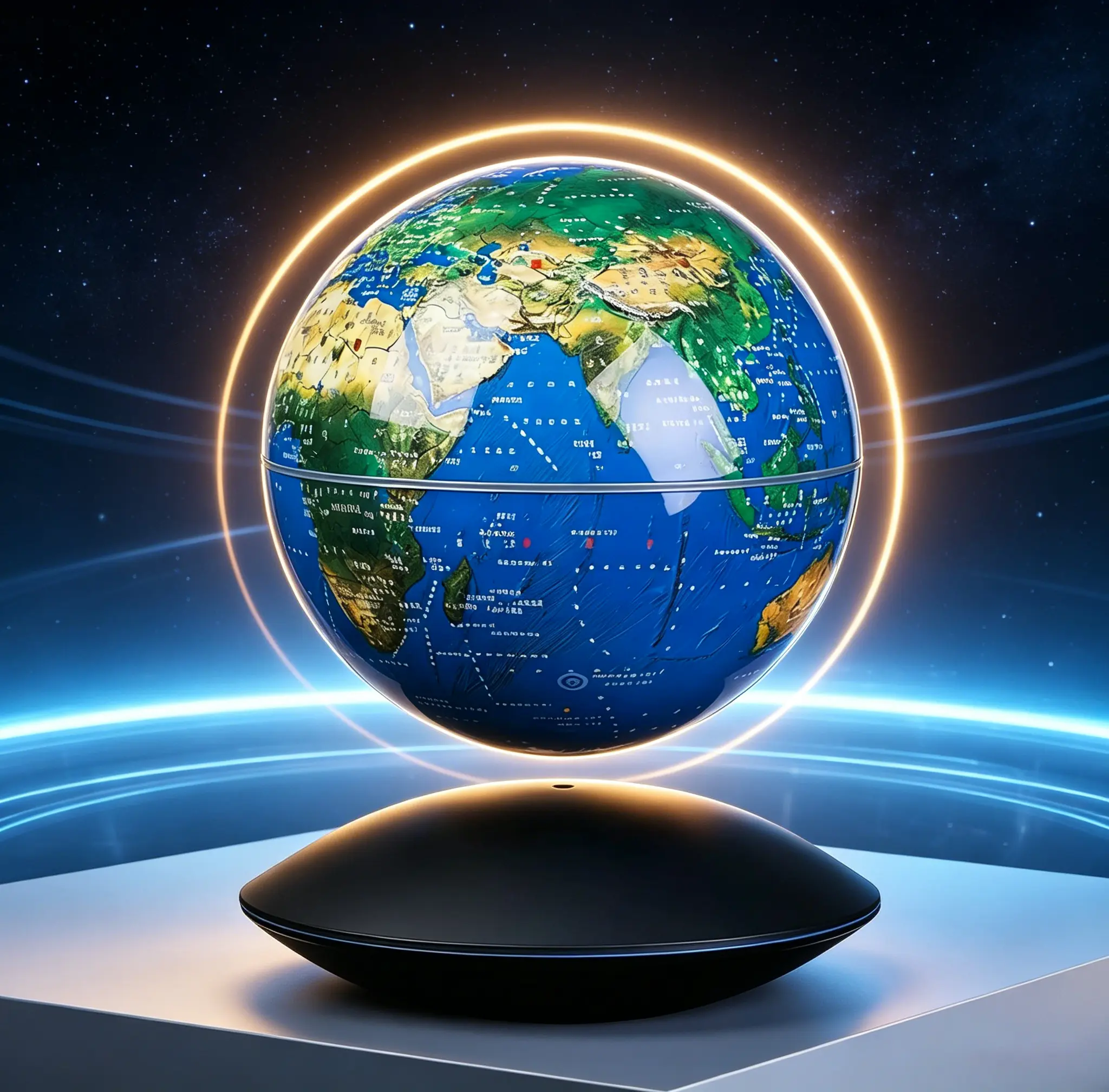Magnetic Levitating Floating World Globe with LED Light - Auto-Rotating Anti-Gravity Earth Globe Lighting Accessory, Cool Room Gadgets, Tech Gadgets for Gaming Room Desk Decor, Unique Gift for Men