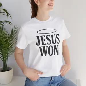 Jesus Won Unisex Short Sleeve Tee, Christian T-Shirt, Faith-Based Apparel, Inspirational Gift, Casual Wear, Religious Tee