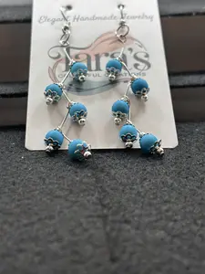 Blue Beaded Staggard Earrings
