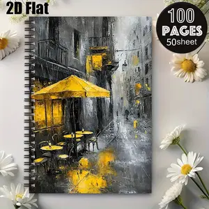 1 Spiral Coil Notebook 5.7x8.26 inch, High Quality Lined Pages, Durable Binding, Ideal for Daily Journaling, Travel Notes, Coffee Shop Sketching, Perfect Gift for Students, Writers, Travelers on Thanksgiving, Christmas, Birthdays [2D] Flat