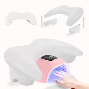 Manicure Arm Rest for Nails Tech U-shaped Nail Armrest White PU Leather Hand Stand Rest Butterfly Shape for Manicurists and Nail Salon