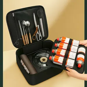 3-Color Options Large Capacity Camping Kitchen Storage Bag, Upgraded Version with Handle and Compartment Design, Durable Oxford Fabric, Outdoor Multi-Purpose Organizer with Zipper and Side Pockets, Suitable for Hiking, Camping, Thanksgiving