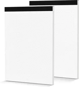 Dot Grid Notepad 8.5 x 11, 2 Pack, 5x5 Dotted Graph Paper 8-1/2 x 11", Dotted Journal Notepad for Sketching Journaling, Micro Perforated, White Thick Paper 1/5" Dots Notes Writing Pad, 30 Sheets/Pad