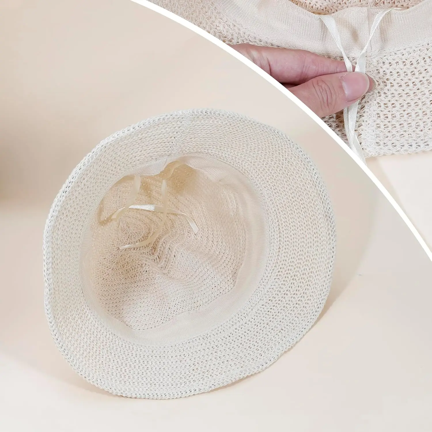 Crochet Bucket Hat Knit Braided Floppy Foldable Sun Cap Crochet your own summer openwork sun hat with a ball of  main image 2