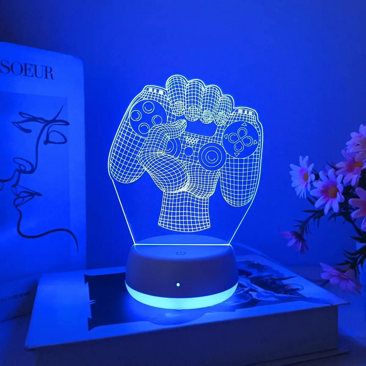 Game Controller Shaped Night Light, USB Powered Touch Control Color Changing Bedside Lamp, Adjustable Atmosphere Light, Led Home Decor Lighting, Even Glow Eye-Friendly, Led Mood Light, Decorative Led Light, Led Decoration Lamp, Novelty Lighting