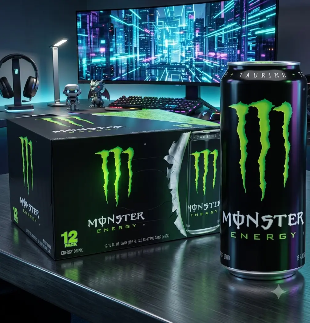 Monster Energy Original Energy Drink, Citrus Flavor, 16 Fl Oz Cans, 12 Pack