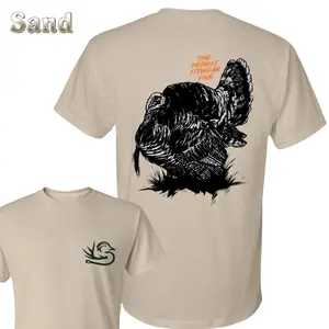Turkey Hunting T-Shirt - Large Wild Turkey Back Graphic With Outdoor  Small Front Chest Duck Hook Logo , Hunting Outdoor Lifestyle , Fall Season Field Wear , Tee For Turkey Hunters , Gift For Hunting Fans
