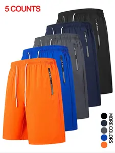 Men's Zipper Pocket Shorts, Quick Drying Breathable Shorts, Casual Comfy Shorts for Summer, Men's Bottoms for Daily Wear, Solid Sports Shorts