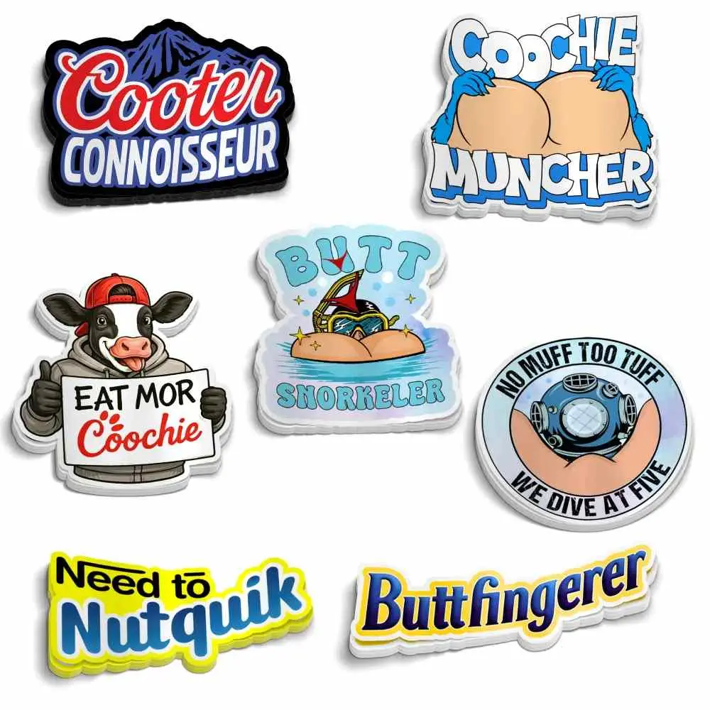 7 PCS Adult Humor Sticker Pack - Premium Water-Resistant Vinyl Funny Parody Decals for Men, Motorcycle, Laptop & Hard Hat