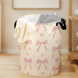 Bow Knot Pattern Storage Basket for Toys and Dirty Clothes, Multi-Purpose Striped Organizer for Closet, Ideal Home Storage Solution for Kids, Clothes Baskets, Multipurpose Basket