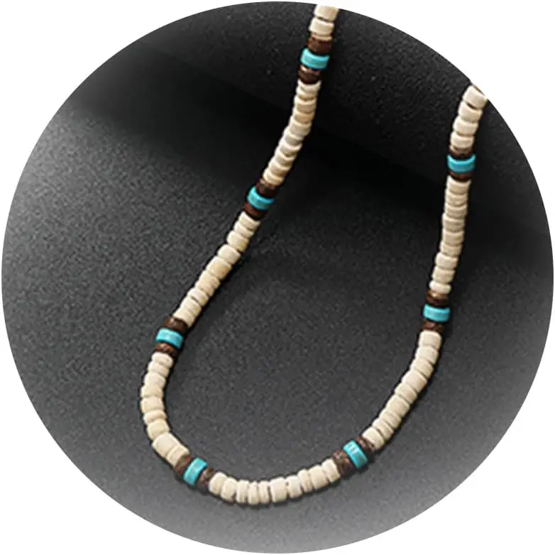 Boho Necklace for Men White Coconut Shell Necklace Vintage Turquoise Necklace Surfer Necklace Trendy Jewelry for Women Men