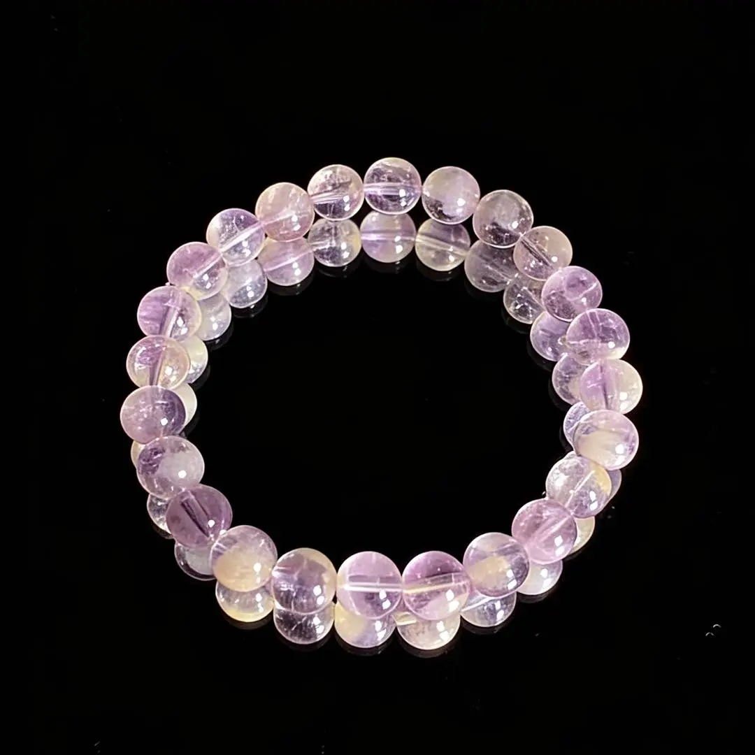 8mm Natural Purple Rabbit Hair Quartz Bracelet - Rare Lilac Rutilated Crystal Jewelry