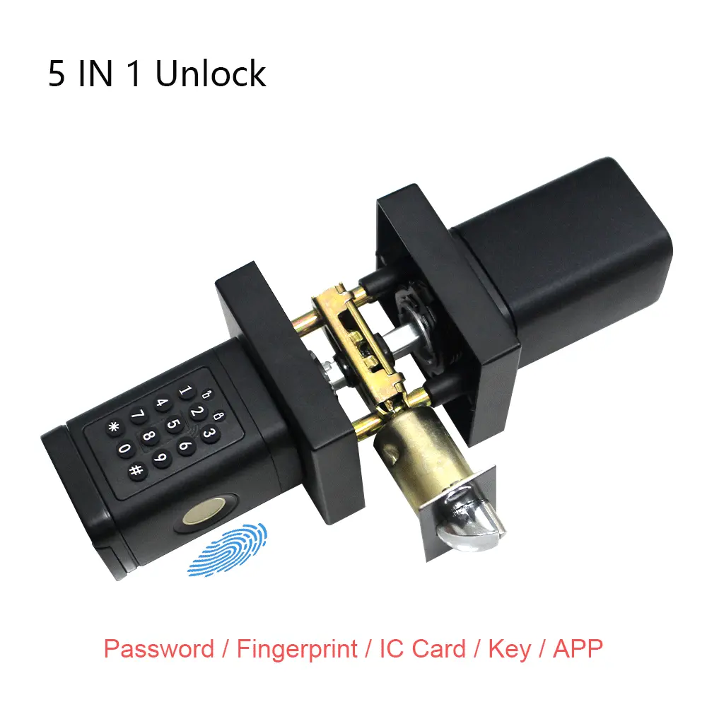 Smart Door Knob with Keypad and Key, Fingerprint Touch Keyless App Control Entry Door Lock with Rubber Grip, Auto Lock,50 User Code,Waterproof, Easy to Install and Program for Bedroom Garage Office Gate