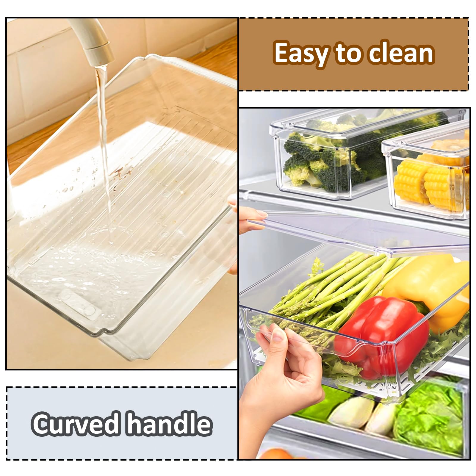 10 Pack Stackable Refrigerator Organizer Bins with Lids | Fridge Storage Containers for Kitchen | Organizadores Para Refrigerador for Food | Cabinets, Fruits, Vegetables, Cereals fridge Containers | Home Must Have! 10 Pack Stackable Refrigerator Organizer Bins with Lids | Fridge Storage Containers for Kitchen | Organizadores Para Refrigerador for Food | Cabinets, Fruits, Vegetables, Cereals fridge Containers | Home Must Have!