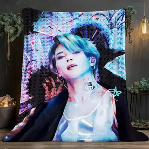 JIMIN Anime Pattern Soft and comfortable home blankets, small throw blankets, nap blankets, perfect Christmas gifts for friends and besties. Super soft heat-pressed blankets. Y251224049