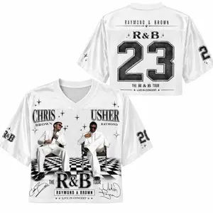 Custom Usher Chrs Brown R&B Concert Crop Jersey Personalized Raymond Brown Tour Shirt for Streetwear Fashion & Music Fans