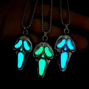 Glow in the Dark Skull Pendant Necklace, Alloy Electroplated Colorful Luminous Devil's Eye Necklace for Women and Men, Unique & Edgy Statement Jewelry with Vivid Neon Glow, Perfect for Gothic, Punk, Halloween Styles, Eye - Catching Accessory to Elevate Yo