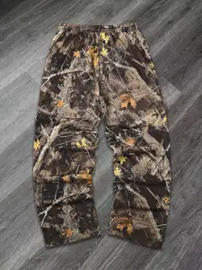 Trendy Men's Camo Camouflage Straight Leg Pants, Striped Print Elastic Waist Casual Street Vintage Style, Comfortable Fall & Winter Fashion