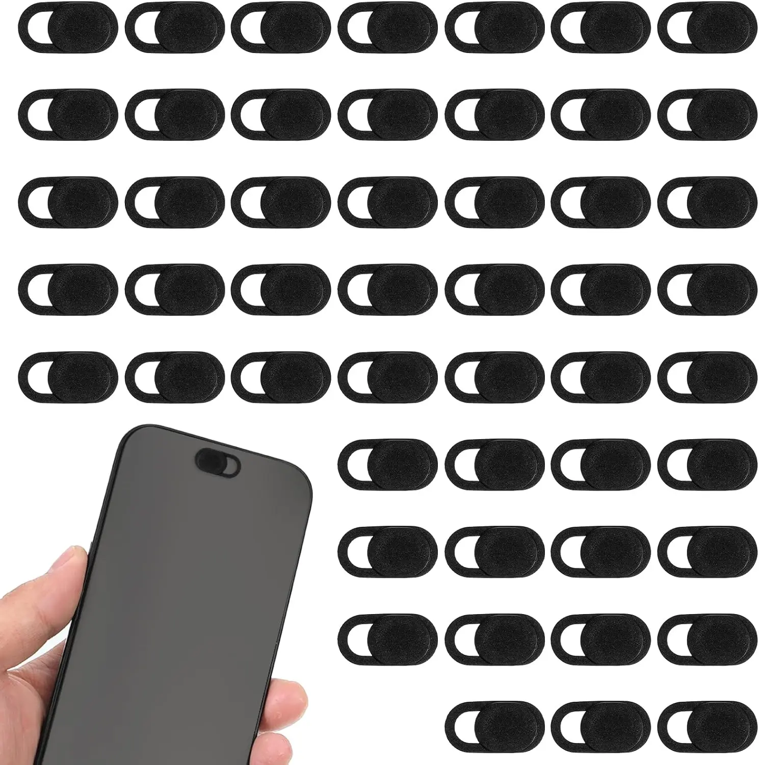 [USA Stock] - 50 Pcs Webcam Cover Slide, Laptop Camera Cover Slide Ultra-Thin PC Camera Covers Cameras Privacy Covers Slides Universal Cameras Cap for Laptop, Smartphone, PC, Tablet (Black)