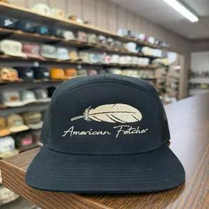 The Feather 7 Panel Hat - Black