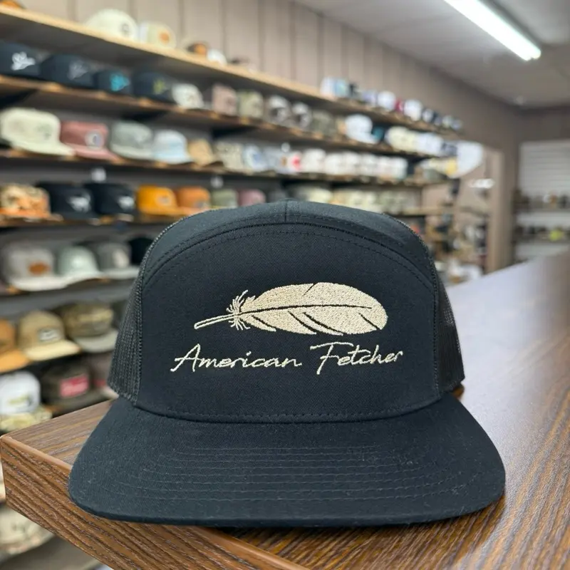 The Feather 7 Panel Hat - Black