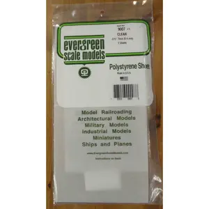 Evergreen Scale Models #9007 Clear 0.015 Thick Polystyrene Sheets 12x6 (2pcs)