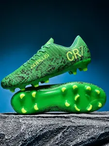 Men's Football Shoes, Genuine Leather Surface, Fashion Dye Design, Anti-Collision Toe, Thick Cup Sole, Stable Heel, Long Nails Grip, Soccer Cleats