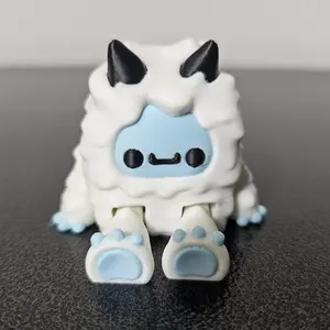 Yeti Fidget Toy – 3D Printed Articulated Figure | Flexi Desk Toy & Keychain Gift Durable Ice Blue