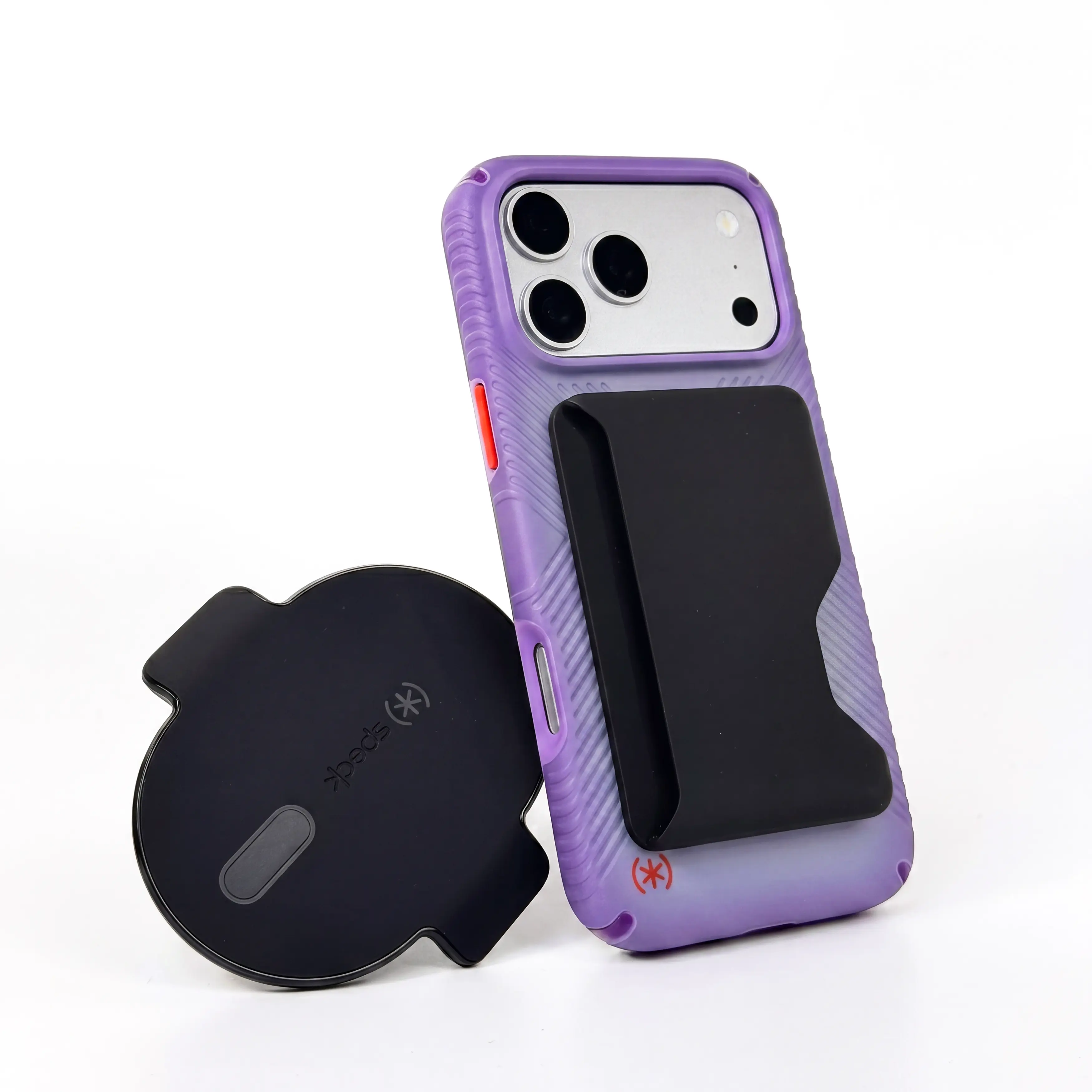 SPECK MagSafe Accessory Bundle - iPhone 17 Pro Max Presidio Lux Fade Grip Smartphone Case + ClickLock Wallet + Car Vent Mount