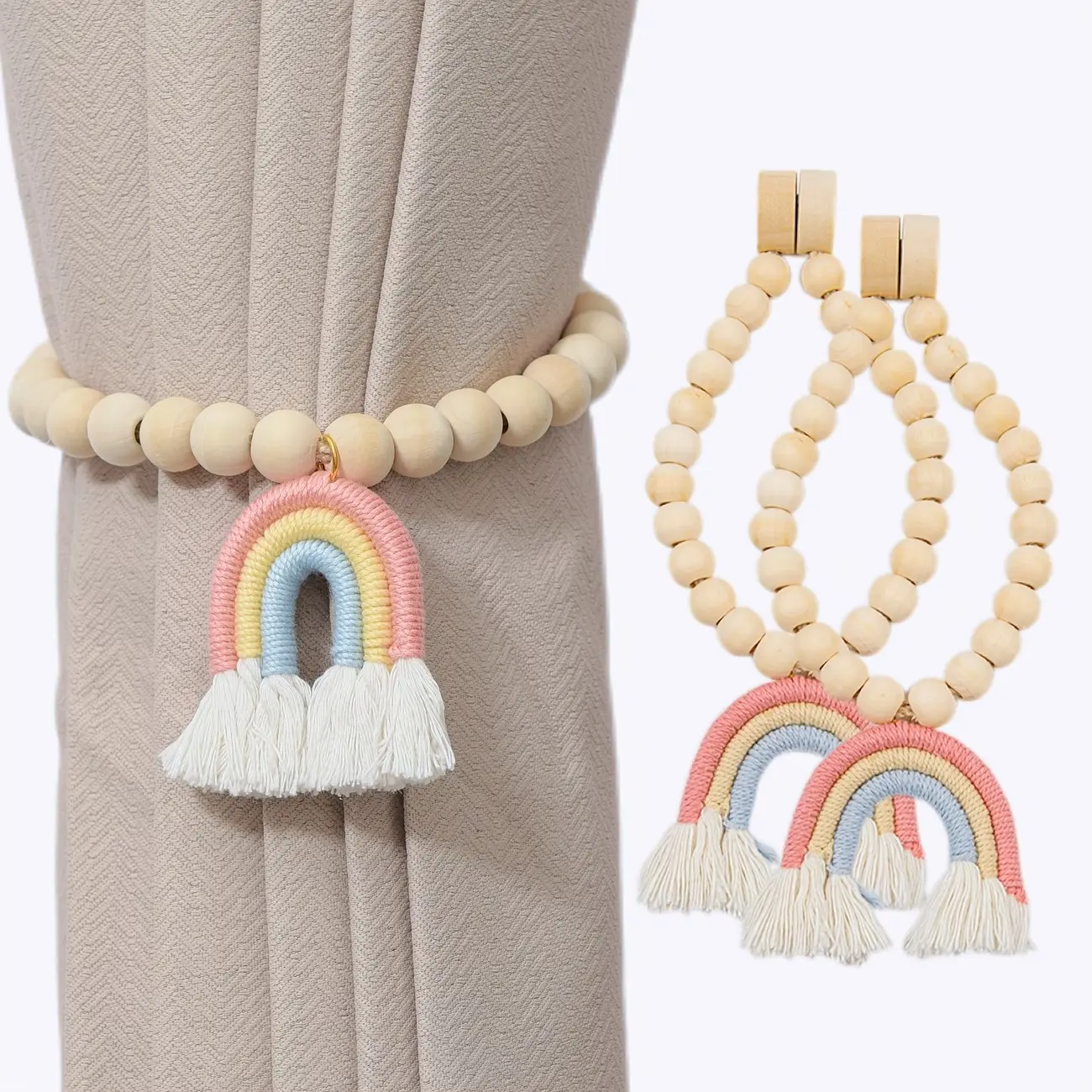 1pc/2pcs Rainbow Magnetic Curtain Tiebacks, Modern Style, No Drilling Required, Easy Installation, Available in Single or Pair Pack