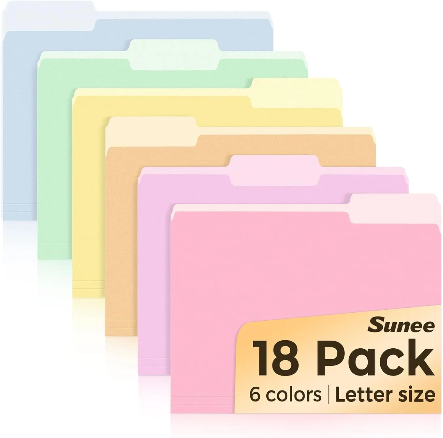 File Folders, 18 Pack Manilla Folders 8.5 x 11, Colored Folder Office Organization Home School Folders for Documents Files Paper, 6 Bright Colors