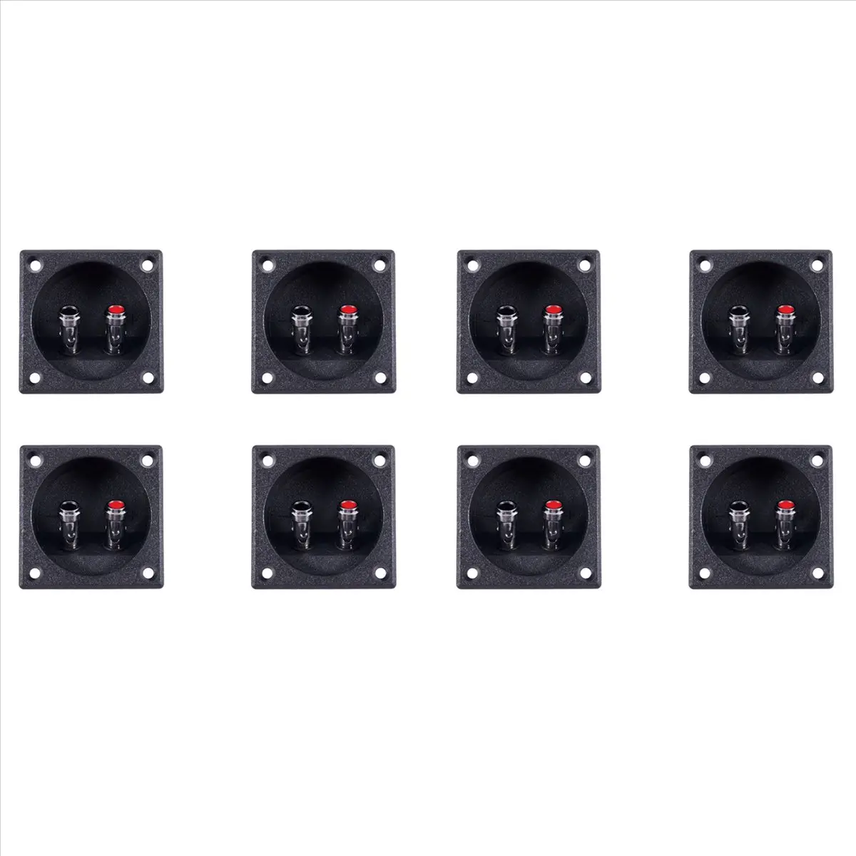 8X Square Shape Double Binding Post Type Speaker Box Terminal Cup Black