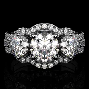 Moissanite Wedding Ring Set 4.4 Ct D Color VVS1, 925 Sterling Silver