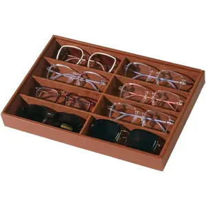 Glasses Holder Box Drawer Sunglass Organizer for Men Clear Storage Case 8 Slot Multiple Reading Glasses Display