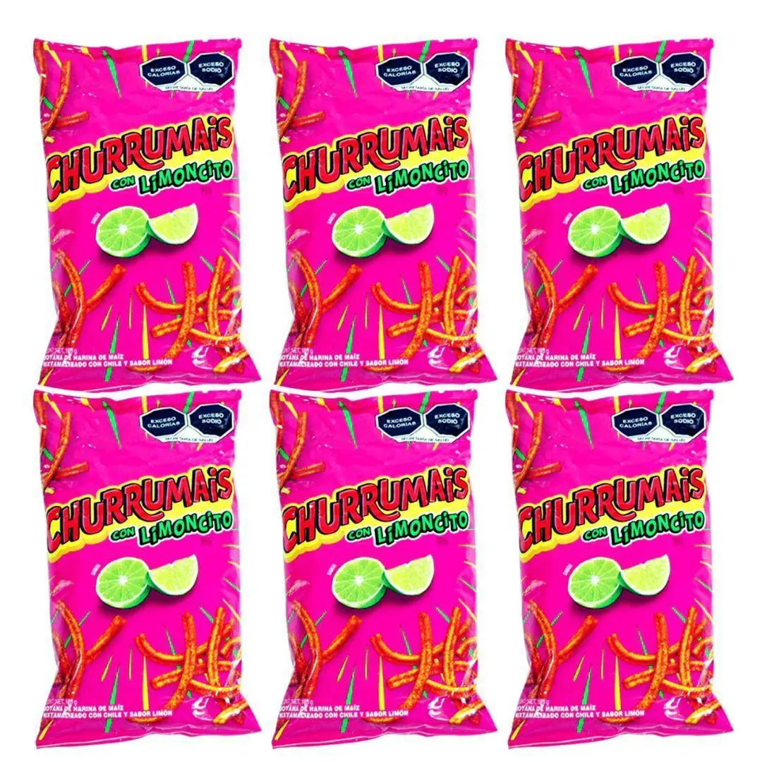 Churrumais con Limonsito, Sabritas Chips, 6 Small Bags - Traditional Mexican Chips, Citrus, Spicy