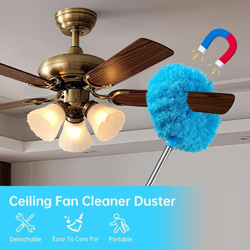 Ceiling Fan Cleaner Duster High Ceiling Extended Fan Blade Cleaner from 13 to 30 Inch Reusable Microfiber Ceiling Fan Duster with Extension Handle for Furniture Bookshelves Wall Door (Blue) Ceiling Fan Cleaner Duster High Ceiling Extended Fan Blade Cleaner from 13 to 30 Inch Reusable Microfiber Ceiling Fan Duster with Extension Handle for Furniture Bookshelves Wall Door (Blue)