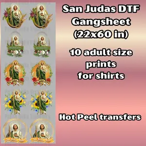 G32 San Judas DTF transfers para PLAYERA/SHIRTS Hot Peel Gang Sheet