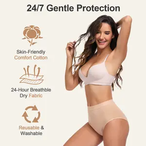 High Waist Breathable Postpartum Panties ，Incontinence Underwear for Women - 100ml Absorbency | Leakproof & Washable | Bladder Control Panties for Women | Postpartum & Menopause 2 Pack Womenswear Lingerie Bridal