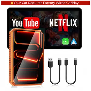 【CHECK COMPATIBILITY】 2026 Wired CarPlay to Wireless Adapter - Built-in Android System, Stream Netflix/YouTube/TikTok via Hotspot - ONLY for Wired CarPlay/AA Vehicles - NOT for Wireless CarPlay | Car Video Players Audio Smartphone