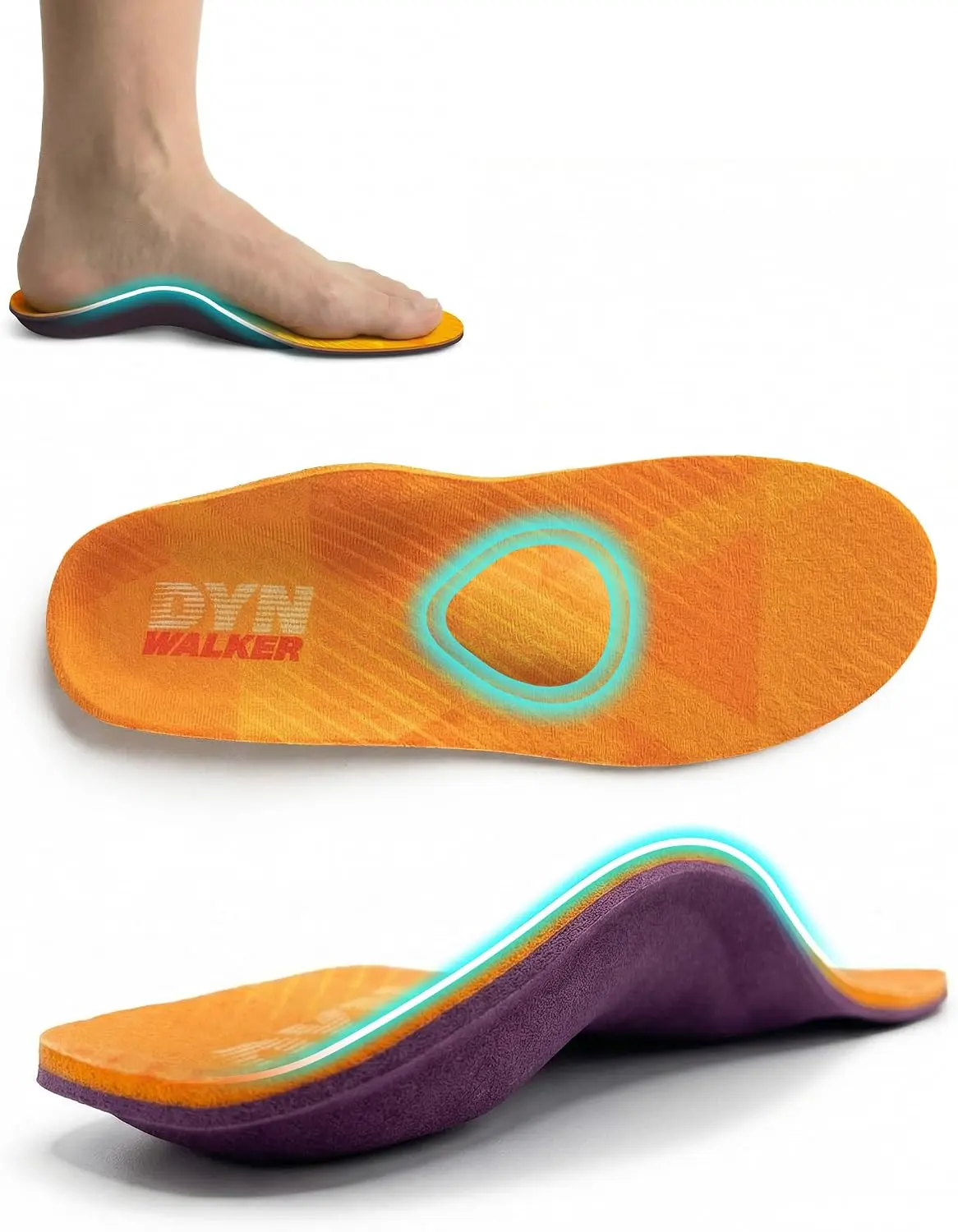Dynwalker Arch Support Insoles - Orthotic Inserts for Plantar Fasciitis, Flat Feet, Heel & Foot Pain Relief - Cushioned & Stabilizing for Running, Work, All-Day Wear (Men & Women) L DynWalker