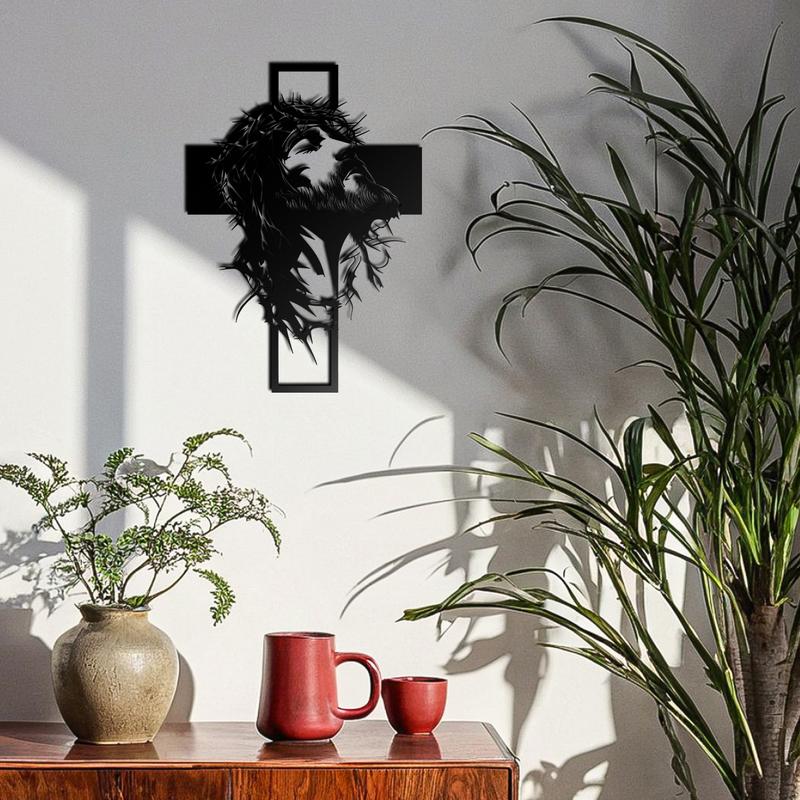 Jesus Cross Metal Wall Art 28.58x40cm | Christian Religious Wall Decor Easter Gift！Laser Cut & Hand Engraved Christian Artwork | Durable Metal Decor for Home, Office, Church, Restaurant | Religious Symbolism Wall Hanging Perfect Easter Gift