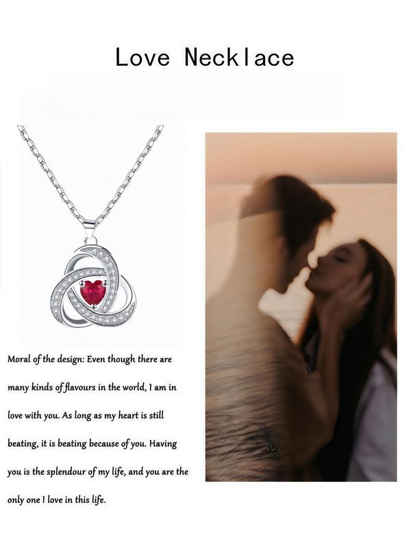 Heart & Bear Design Pendant Necklace with Rose Gift Box, Rhinestone Decor Necklace for Women & Girls, Fashion Jewelry for Party, Daily Decor, Trendy All-match & Exquisite Jewelry for Birthday Gift, Love Heart Necklace