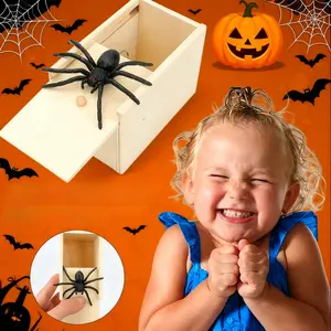 Halloween Novelty, Big Wooden Spider Scary Box - Great Scary Prank Toy for Party, Home, Office, Dorm
