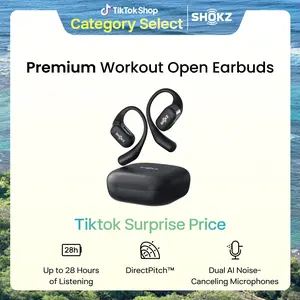 SHOKZ OpenFit - Open-Ear Wireless Bluetooth Headphones with Microphone, Sweat Resistant, Fast Charging,28HRS Playtime,Compatible with iPhone & Android