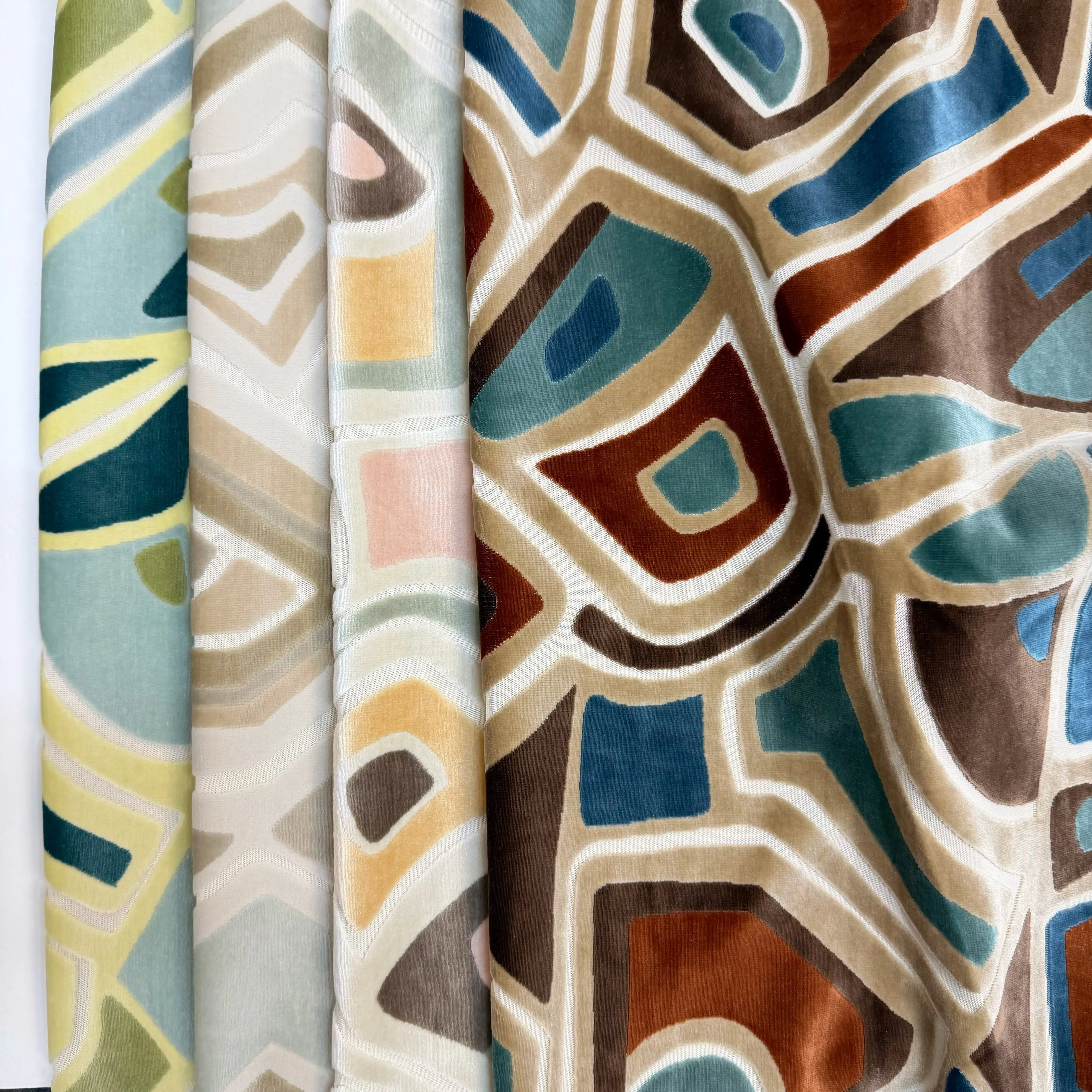 DISCO - MULTICOLOR CUT VELVET UPHOLSTERY FABRIC BY THE YARD