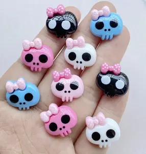 10pcs Halloween Decoration Set - Cute Resin Cartoon Mixed Halloween Skull Bowknot Flat Back Charms For DIY Jewelry And Scrapbooking Craft Decorations Valentines