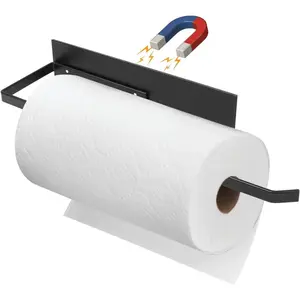 Magnetic Paper Towel Holder for Fridge, Wall Mount Magnet Toilet Paper Roll Holder Towel Rack, Fridge Organizer for Bathroom Pantry RV Kitchen Paper Towel Storage