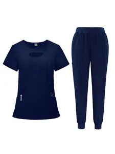 Breathable Nursing Scrub Set Suitable for Both Men and Women Spandex Nursing Uniform Hospital Nurse Scrub Workwear Beauty Salon SPA Center Uniform