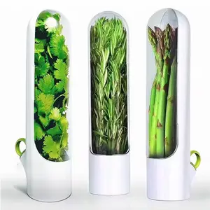1/2/3/8PCS White Herb Keeper Vanilla Vegetables Fresh Preservation Bottle for Refrigerator Herb Saver Storage Container Fresh Does not apply